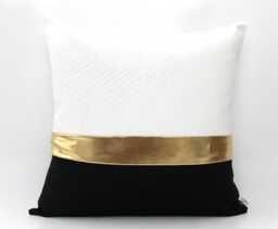 Modern Black White Gold Stripe Pillow Cover, Elegant Throw Cushion - Select Your Metallic Color