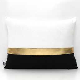 Modern Black White Gold Stripe Pillow Cover, Elegant Throw Cushion - Select Your Metallic Color - thumbnail 2