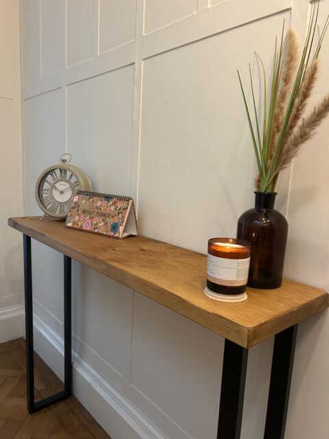 Rustic Narrow Console Table Wooden Tall Unit Radiator Shelf - image 1