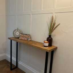 Rustic Narrow Console Table Wooden Tall Unit Radiator Shelf - thumbnail 3