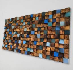 Reclaimed Wood Geometric Wall Art - Handmade Mosaic