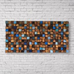 Reclaimed Wood Geometric Wall Art - Handmade Mosaic - thumbnail 3