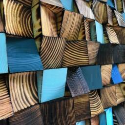 Reclaimed Wood Geometric Wall Art - Handmade Mosaic - thumbnail 4