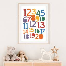 Rainbow Numbers Print, Playroom Prints, Wall Art, Poster, Educational Colourful Nursery Kids Art - thumbnail 2