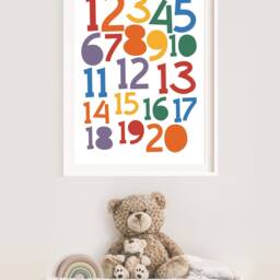 Rainbow Numbers Print, Playroom Prints, Wall Art, Poster, Educational Colourful Nursery Kids Art - thumbnail 3