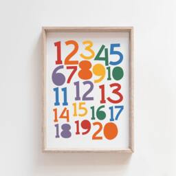 Rainbow Numbers Print, Playroom Prints, Wall Art, Poster, Educational Colourful Nursery Kids Art - thumbnail 1