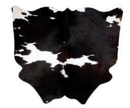 Authentic Medium Black & White Cowhide Rug - Luxurious Hair-On Leather For Sophisticated Spaces - 36x37 Inches - thumbnail 1