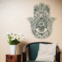 Hamsa Hand Vinyl Wall Decal - Fatima Protection Symbol Spiritual Yoga Meditation Decor #259 - thumbnail 3