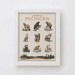 Michigan Wildlife Wall Art Print - Vintage Poster Design, Archival Quality Matte Fine Art Print. Outdoor, Wilderness Gift. Animal - thumbnail 3