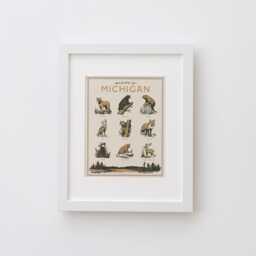Michigan Wildlife Wall Art Print - Vintage Poster Design, Archival Quality Matte Fine Art Print. Outdoor, Wilderness Gift. Animal - thumbnail 1
