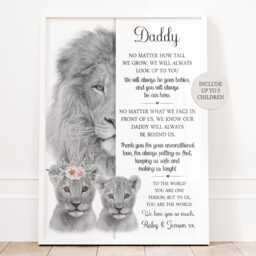 Personalised Lion Daddy Print Unframed Up To 3 Children Fathers Day Gift - thumbnail 2