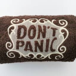 Luxurious Embroidered Don't Panic Brown Hand Bath Towel Day 25Th May Birthday Christmas Gift Custom Made - thumbnail 2