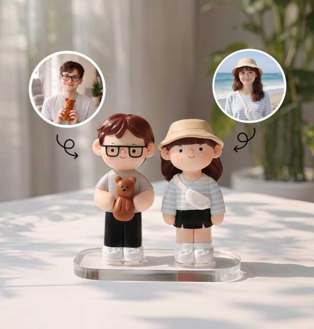 Custom Clay Couple Figurine, Handmade Polymer Doll, Valentine Gift For Couples, Wedding Cake Topper - image 1