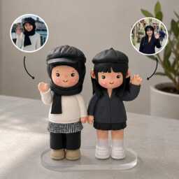 Custom Clay Couple Figurine, Handmade Polymer Doll, Valentine Gift For Couples, Wedding Cake Topper - thumbnail 2
