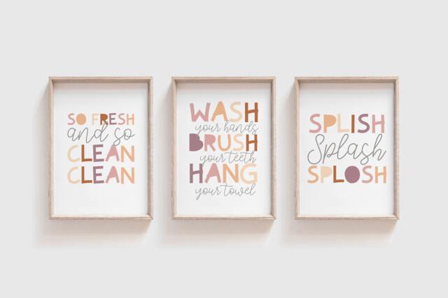 3 Kids Bathroom Prints, Wash Your Hands Print, Rules, Playroom Decor, Signs, Wall Art - image 1