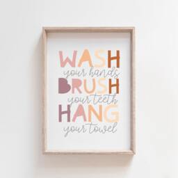 3 Kids Bathroom Prints, Wash Your Hands Print, Rules, Playroom Decor, Signs, Wall Art - thumbnail 3