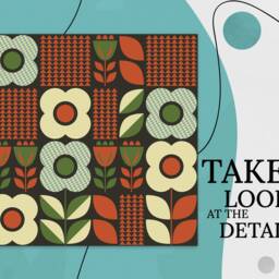North Scandinavian Pattern Vinyl Flooring, Gray Ideas For Work, Orange Waterproof Material, Flowers Living Room Decor, Retro Floor Cover - thumbnail 2