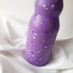 Vase, Glass Vase, Hand Painted Decorated Flower Home Decoration, Purple Vase, Recycled Bottle - thumbnail 2