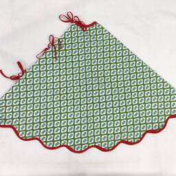Christmas Scalloped Piping Green Tree Skirt, Printed Blue Tree Striped Tartan Skirt - thumbnail 2