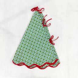 Christmas Scalloped Piping Green Tree Skirt, Printed Blue Tree Striped Tartan Skirt - thumbnail 3