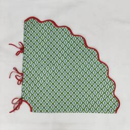 Christmas Scalloped Piping Green Tree Skirt, Printed Blue Tree Striped Tartan Skirt - thumbnail 1