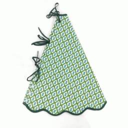 Christmas Scalloped Piping Green Tree Skirt, Printed Blue Tree Striped Tartan Skirt - thumbnail 4