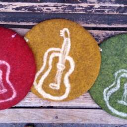Handfelted Seat Cushion With Guitar - thumbnail 2