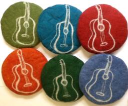 Handfelted Seat Cushion With Guitar