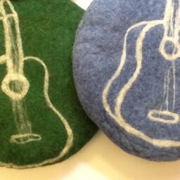 Handfelted Seat Cushion With Guitar - thumbnail 4