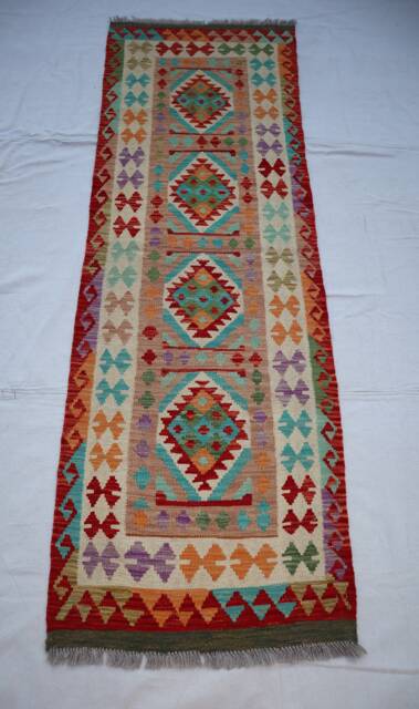 Multicolor Chubi Kilim Runner Rug 2'8x6'10, Hand-Knotted Wool - image 1