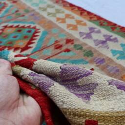 Multicolor Chubi Kilim Runner Rug 2'8x6'10, Hand-Knotted Wool - thumbnail 4