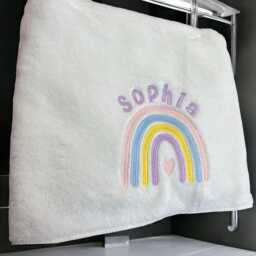 Personalised Kids Swimming Towel - Rainbow Theme Cotton Embroidered Lesson - thumbnail 2