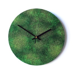 Green Wall Clock - Decoupage Fabric Recycled Vinyl Record Shimmer Faux Glitter & Gold