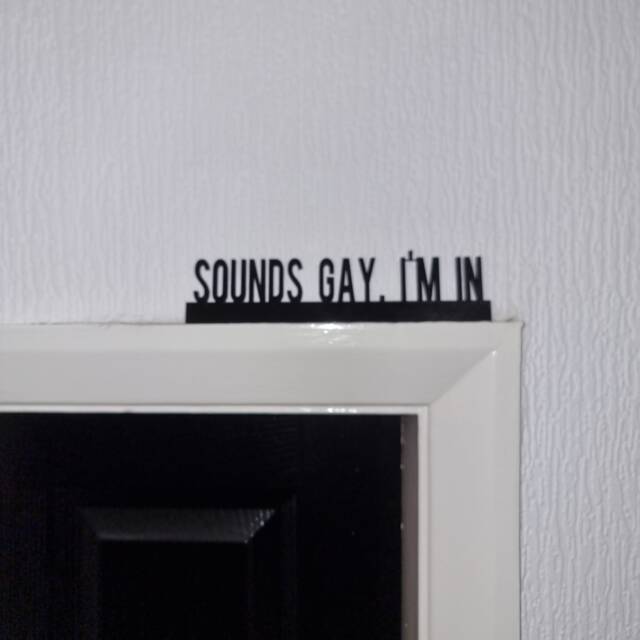 Sounds Gay, I'm in Door Topper, Shelf Decor, Wall Quirky Home Interior Gift, Door Decoration - image 1