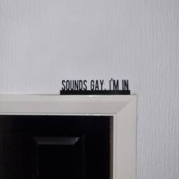 Sounds Gay, I'm in Door Topper, Shelf Decor, Wall Quirky Home Interior Gift, Door Decoration - thumbnail 3