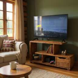 Rustic Tv Stand & Media Console - Reclaimed Wood Entertainment Unit With Drawers Low Profile Industrial Cabinet - thumbnail 2
