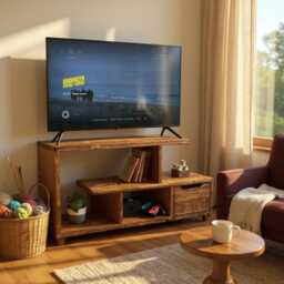 Rustic Tv Stand & Media Console - Reclaimed Wood Entertainment Unit With Drawers Low Profile Industrial Cabinet