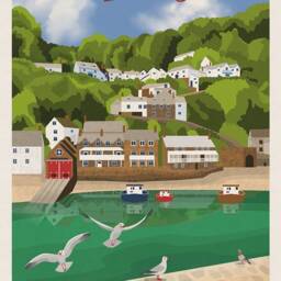 Clovelly Travel Poster - English Landscape Devon Art Print Wall - thumbnail 2