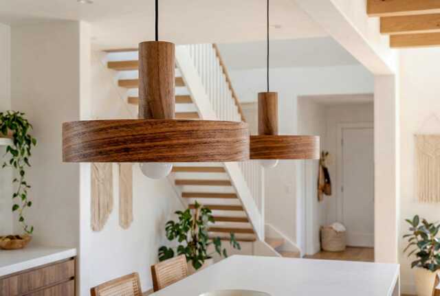 Walnut Pendant Light For Kitchen Island, Mid Century Ceiling Light, Scandinavian Decor Hanging Lamp - image 1