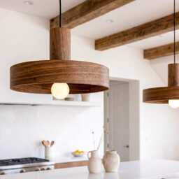Walnut Pendant Light For Kitchen Island, Mid Century Ceiling Light, Scandinavian Decor Hanging Lamp - thumbnail 2
