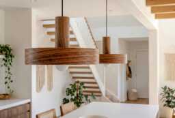 Walnut Pendant Light For Kitchen Island, Mid Century Ceiling Light, Scandinavian Decor Hanging Lamp