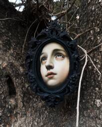 Gothic Woman Portrait Oil Painting Dark Academia Home Decor - thumbnail 1