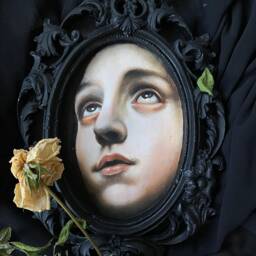 Gothic Woman Portrait Oil Painting Dark Academia Home Decor - thumbnail 3