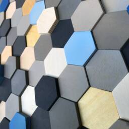 Handmade Wood Wall Art - Hexagon Mosaic Decor - thumbnail 3