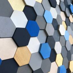 Handmade Wood Wall Art - Hexagon Mosaic Decor - thumbnail 4
