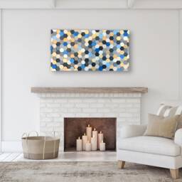 Handmade Wood Wall Art - Hexagon Mosaic Decor - thumbnail 2