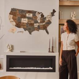 Wooden Usa Travel Map, United States Push Pin Map Apartment Decor, Home Improvement 5Th Anniversary Gift, Wall Art Retirement Gift - thumbnail 2