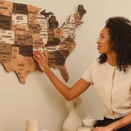 Wooden Usa Travel Map, United States Push Pin Map Apartment Decor, Home Improvement 5Th Anniversary Gift, Wall Art Retirement Gift - thumbnail 3