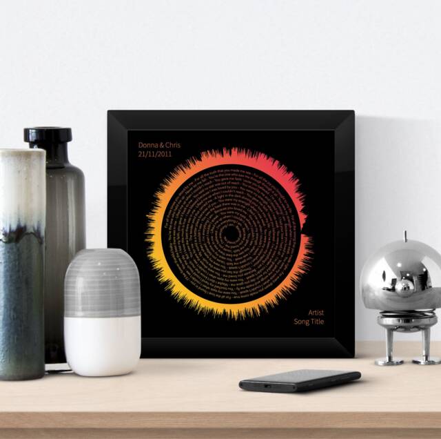 Custom Sound Wave Art Print, Personalised & Song Lyrics, Wedding Gift For Him, Her On Print Or Canvas - image 1