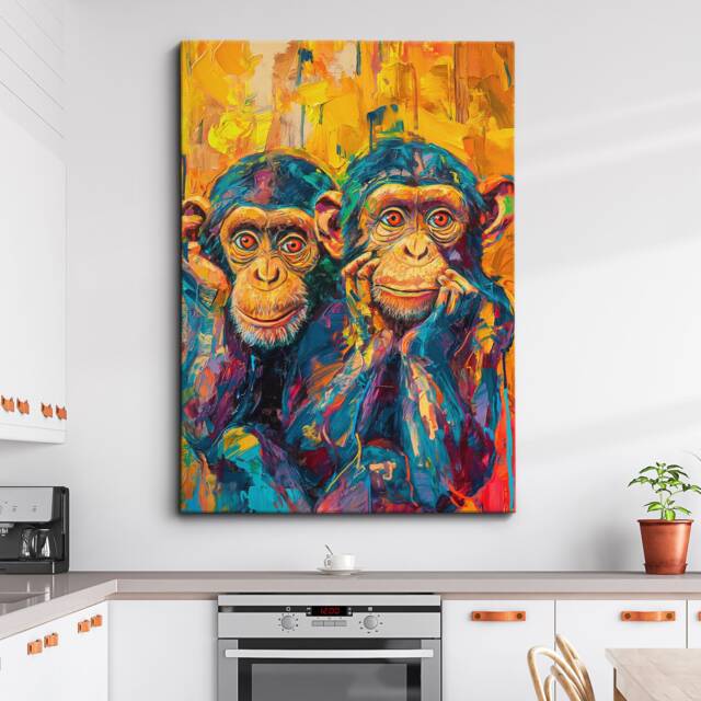 Monkey Funny Abstract Coloful Framed Poster Print & Canvas Wall Decor Art Oil Painting Bedroom Home Bathroom Animal Lover Gift - image 1